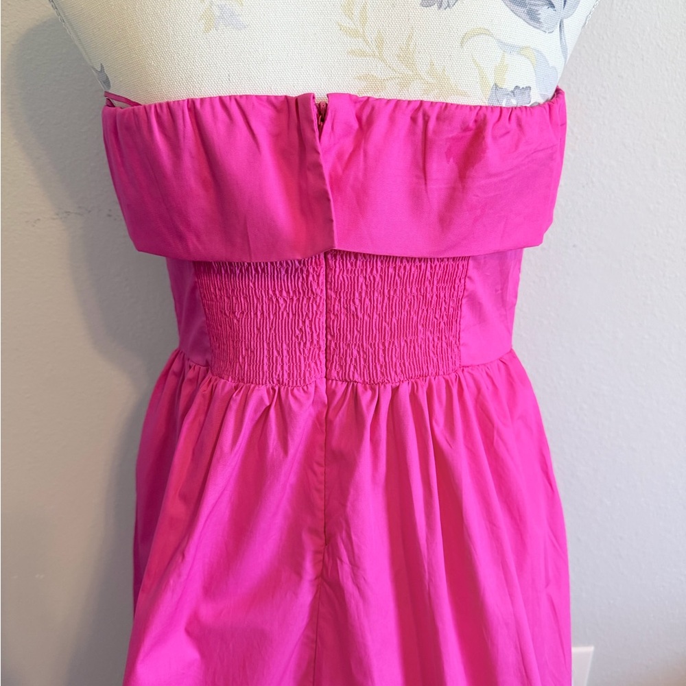 HYFVE Strapless Maxi Dress w Pockets Hot Pink Smocked Back Size Medium - Picture 6 of 9